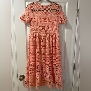 Boohoo Lace Crotchet Midi Dress